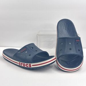 Crocs Crocband Slide Sandals Mens 8 Womens 10 Navy Blue Slip On Comfort Shoes